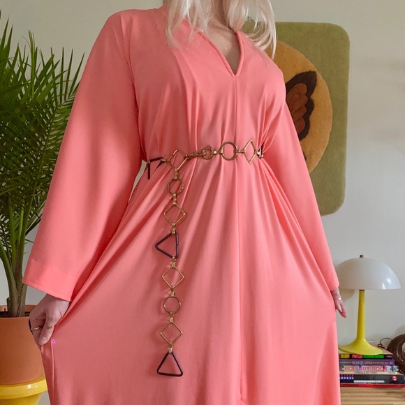 1970s Halston bell sleeve caftan jersey dress S-L - Picture 6 of 7